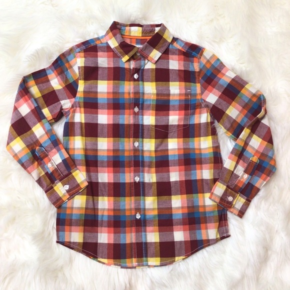 Cat & Jack Boys Poplin Plaid Long Sleeve Button Down Shirt - Picture 3 of 9